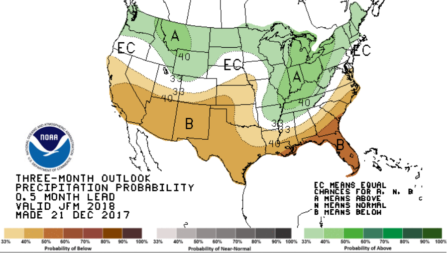January-March precip forecast